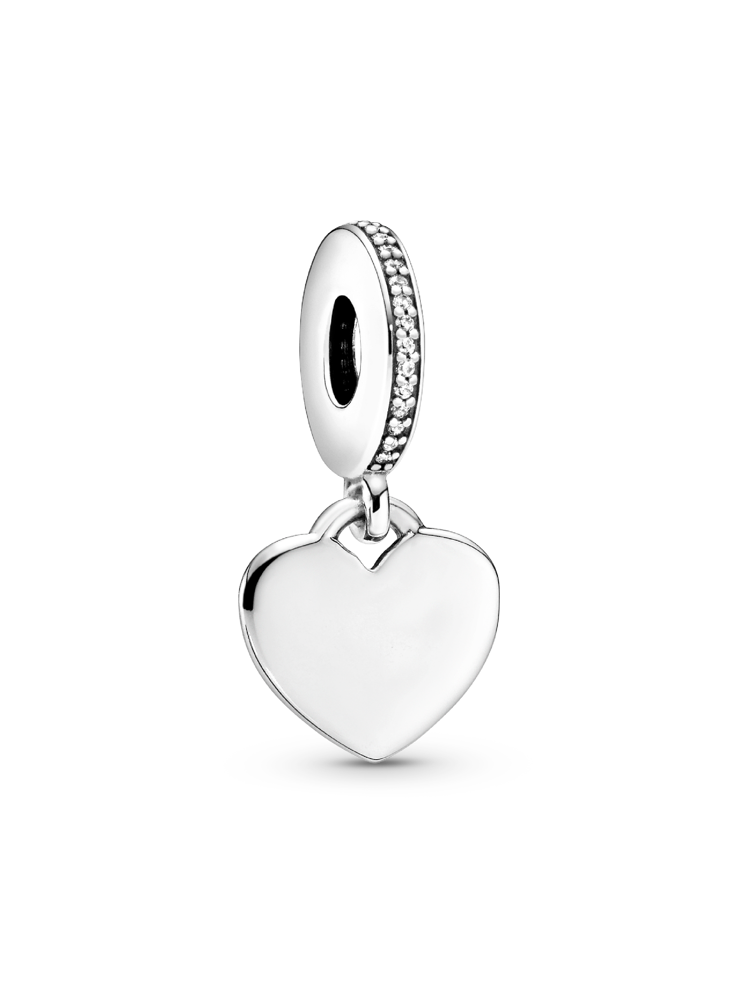 Heart silver dangle with clear cubic zirconia