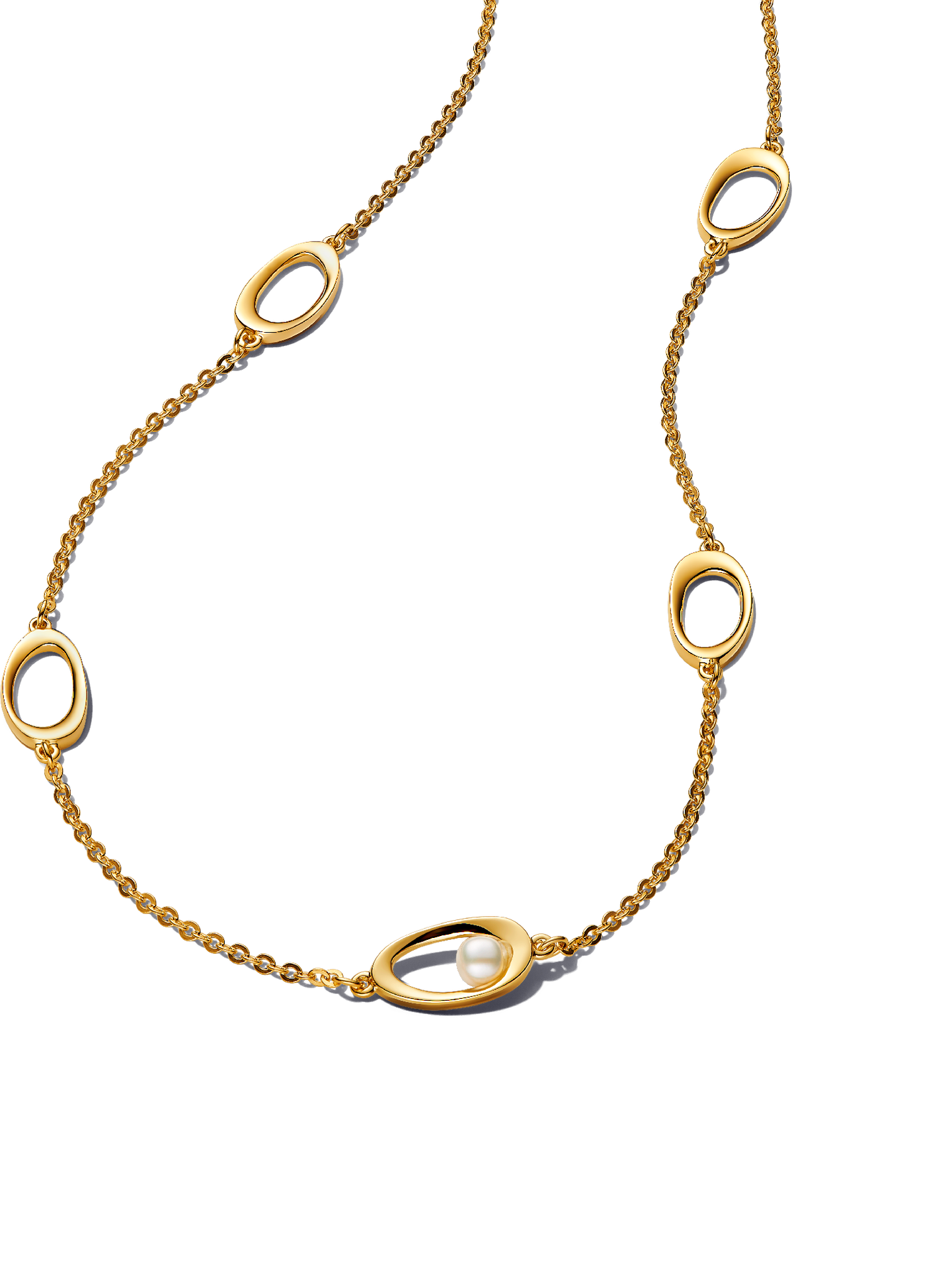 Женское колье Pandora Organically Shaped Oval & Treated Freshwater Cultured Pearl, цвет: Позолоченный — фото 1