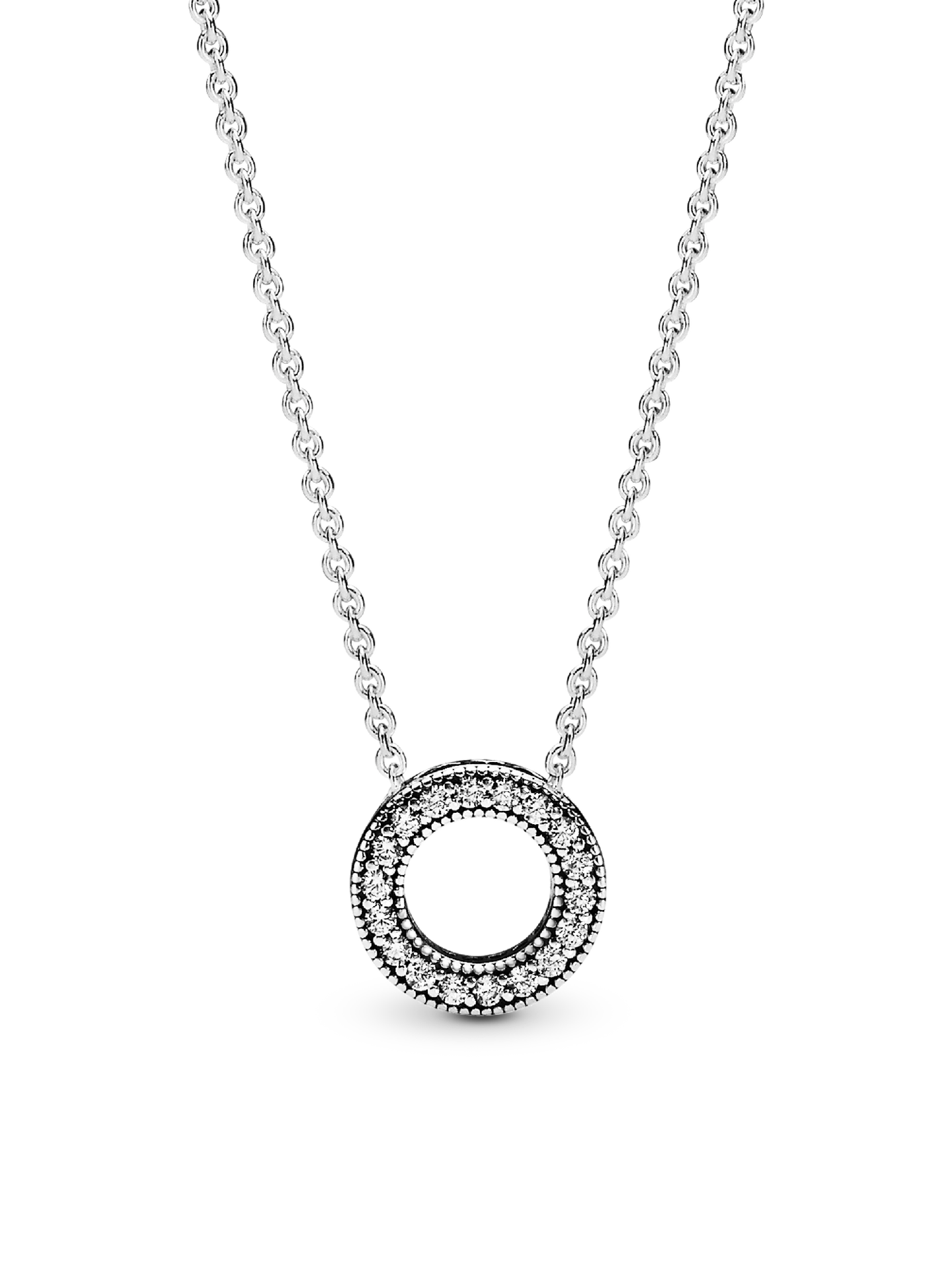 Женское колье Pandora Logo Pavé Circle Collier, цвет: Серебро — фото 1