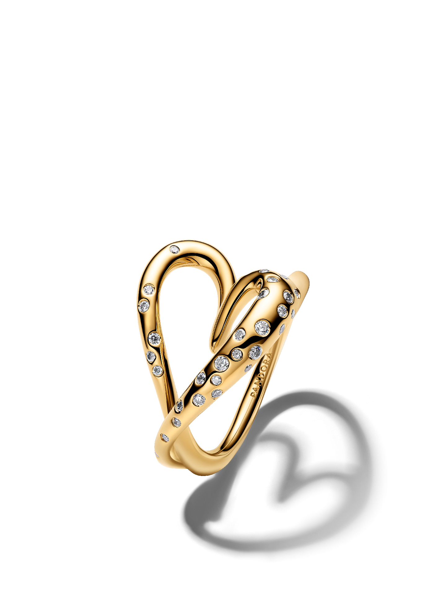 Женские кольца Pandora Organically Shaped Stone-Set Heart, цвет: Позолоченный — фото 1