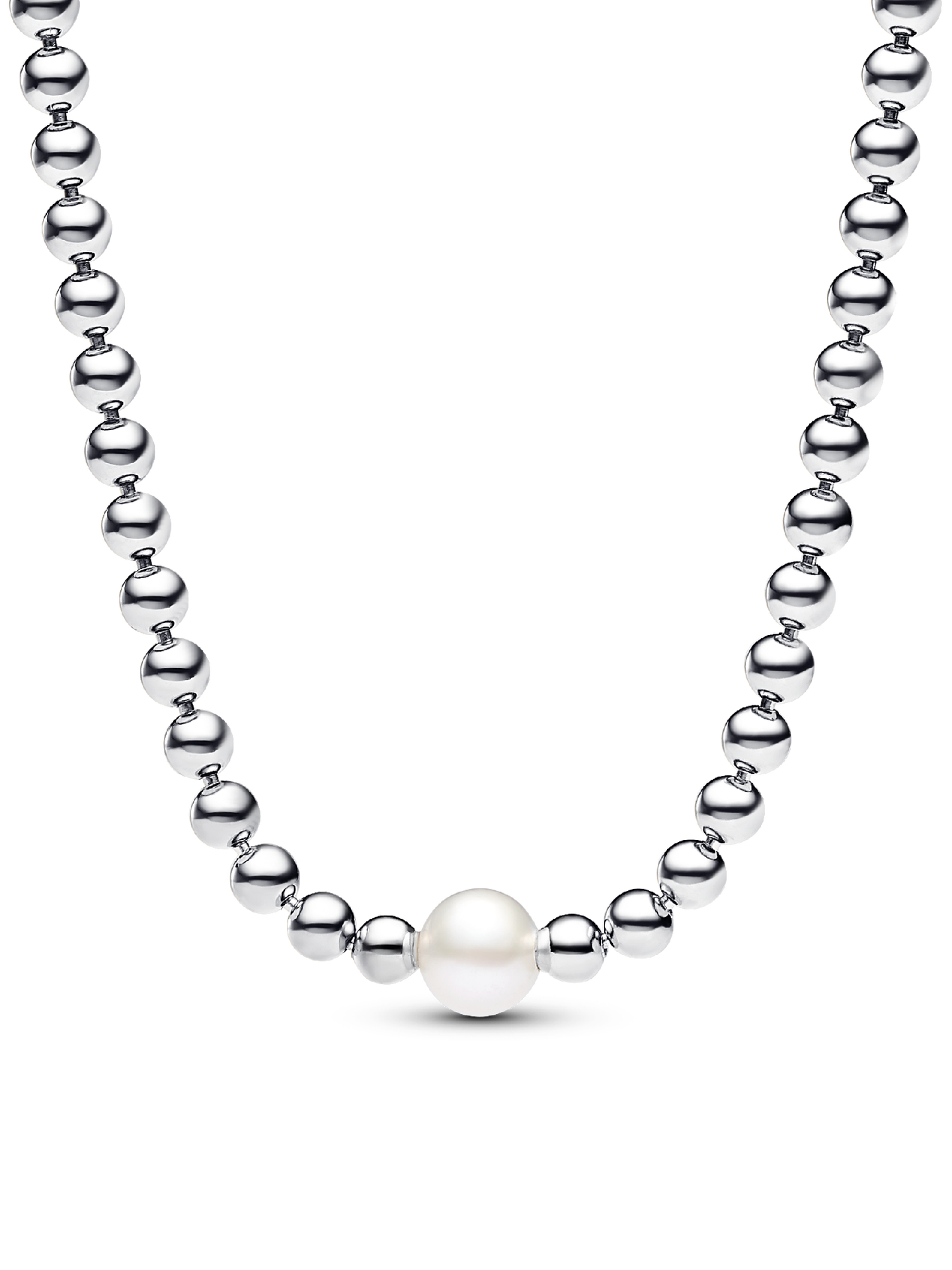 Женское колье Pandora Treated Freshwater Cultured Pearl & Beads Collier, цвет: Серебро — фото 1
