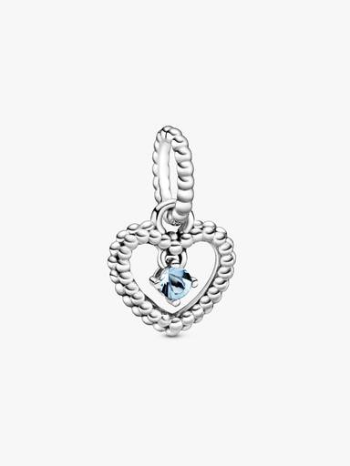 FINAL SALE - March Aqua Blue Beaded Heart Dangle Charm