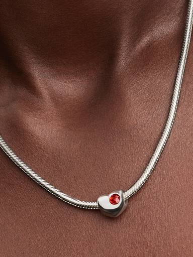 Engravable Red Stone Heart Charm