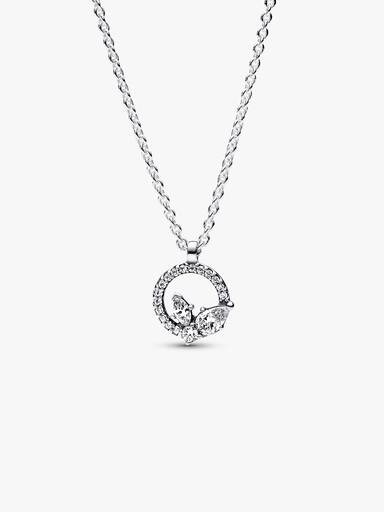 FINAL SALE - Sparkling Herbarium Circle & Cluster Pendant Necklace