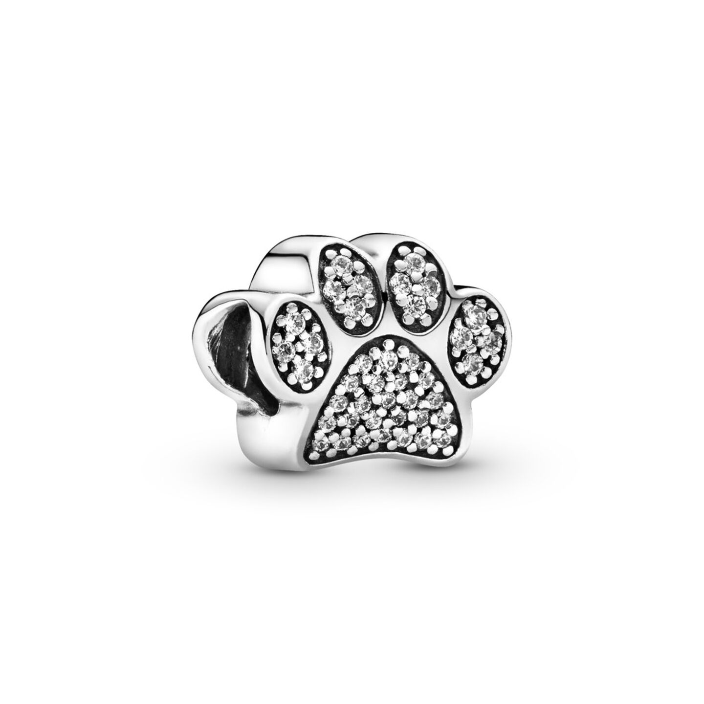 Женский шарм Pandora Sparkling Paw Print Charm, цвет: Серебро — фото 2
