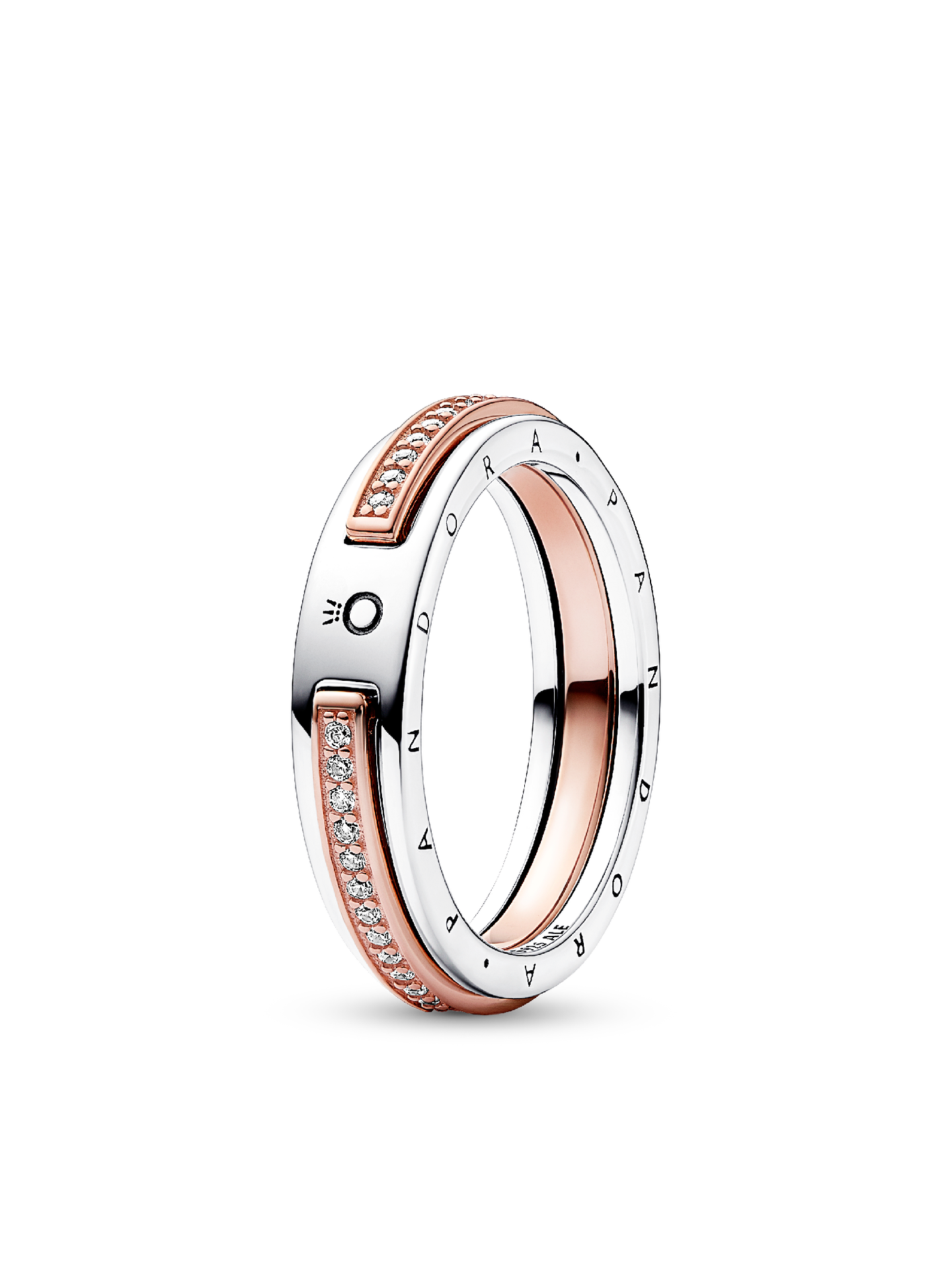 Женское кольцо Pandora Signature Two-tone Logo & Pavé, цвет: Двухцветный — фото 1