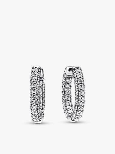 Pavé Round Necklace and Hoop Earrings Set