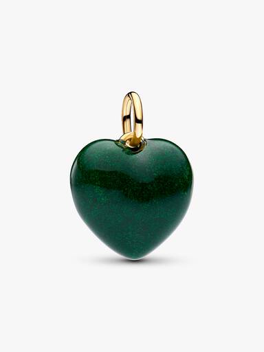 Green Puffy Heart Dangle Charm