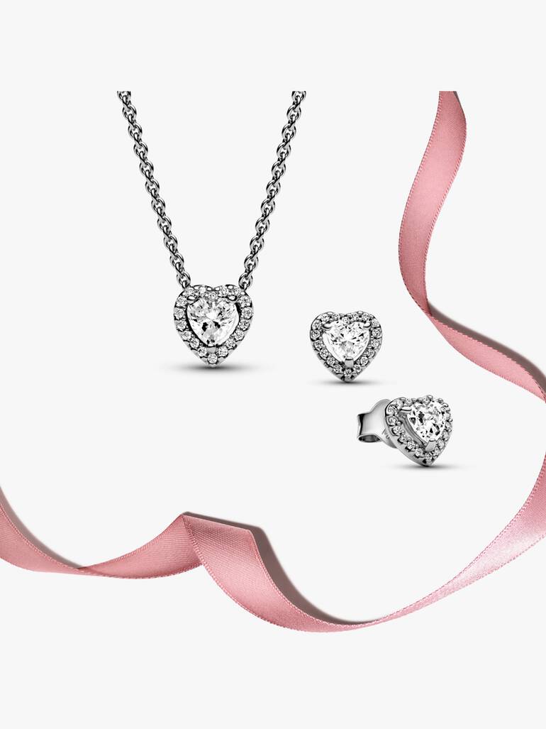 Silver Elevated Heart Jewelry Gift Set