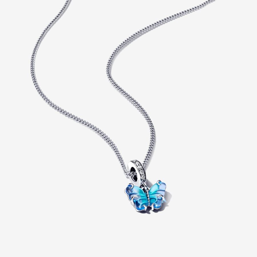Blue Murano Glass Butterfly Necklace Set image number 0