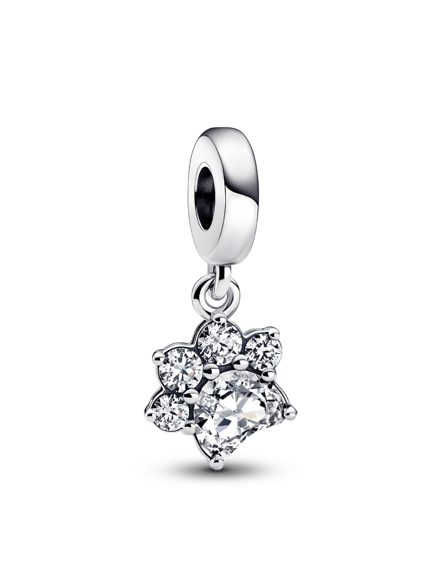 Женский шарм Pandora Sparkling Pet Paw Print Dangle Charm, цвет: Серебро — фото 1