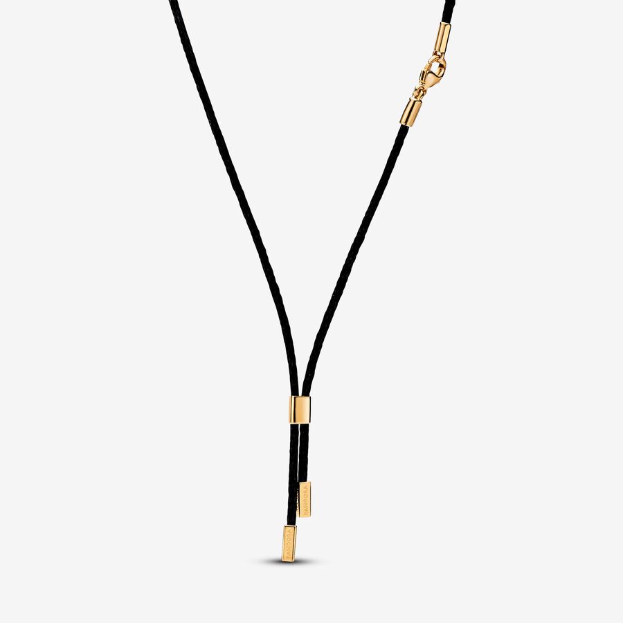 Pandora Talisman Cord Necklace Recycled Polyester | Gold plated ...