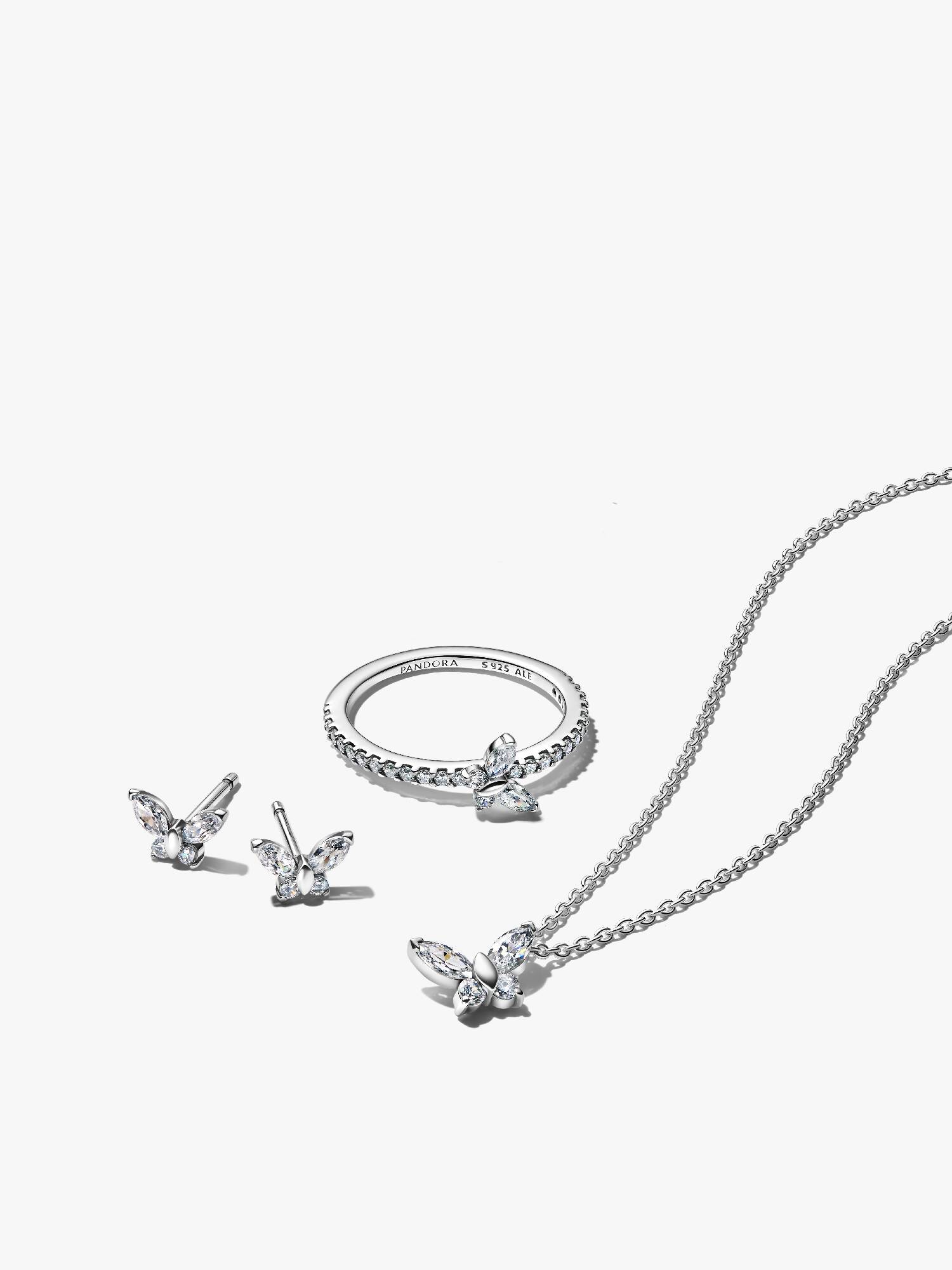 Sparkling Clear Butterfly Jewelry Set