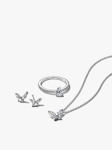 Sparkling Clear Butterfly Jewelry Set