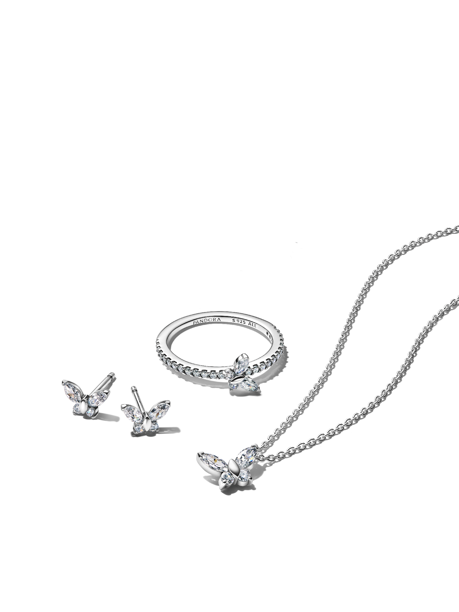 Sparkling Clear Butterfly Jewelry Set