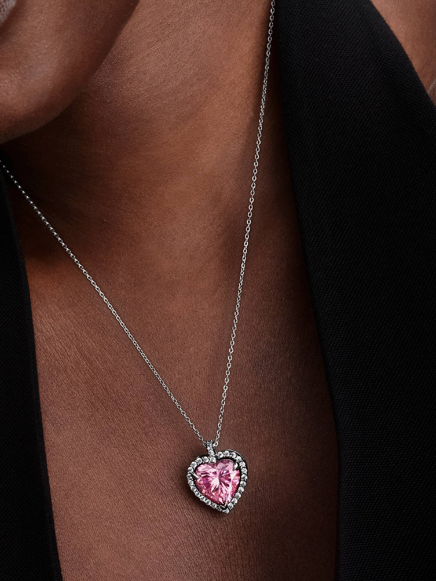 Pink Halo Heart Collier Necklace