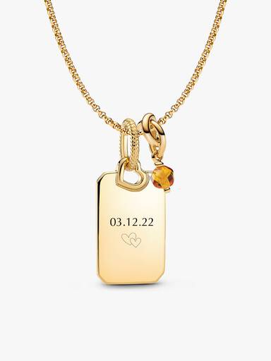 November Engravable Dangle Charm Necklace Set