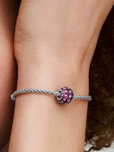 FINAL SALE - Sparkling Pavé Round Pink Charm
