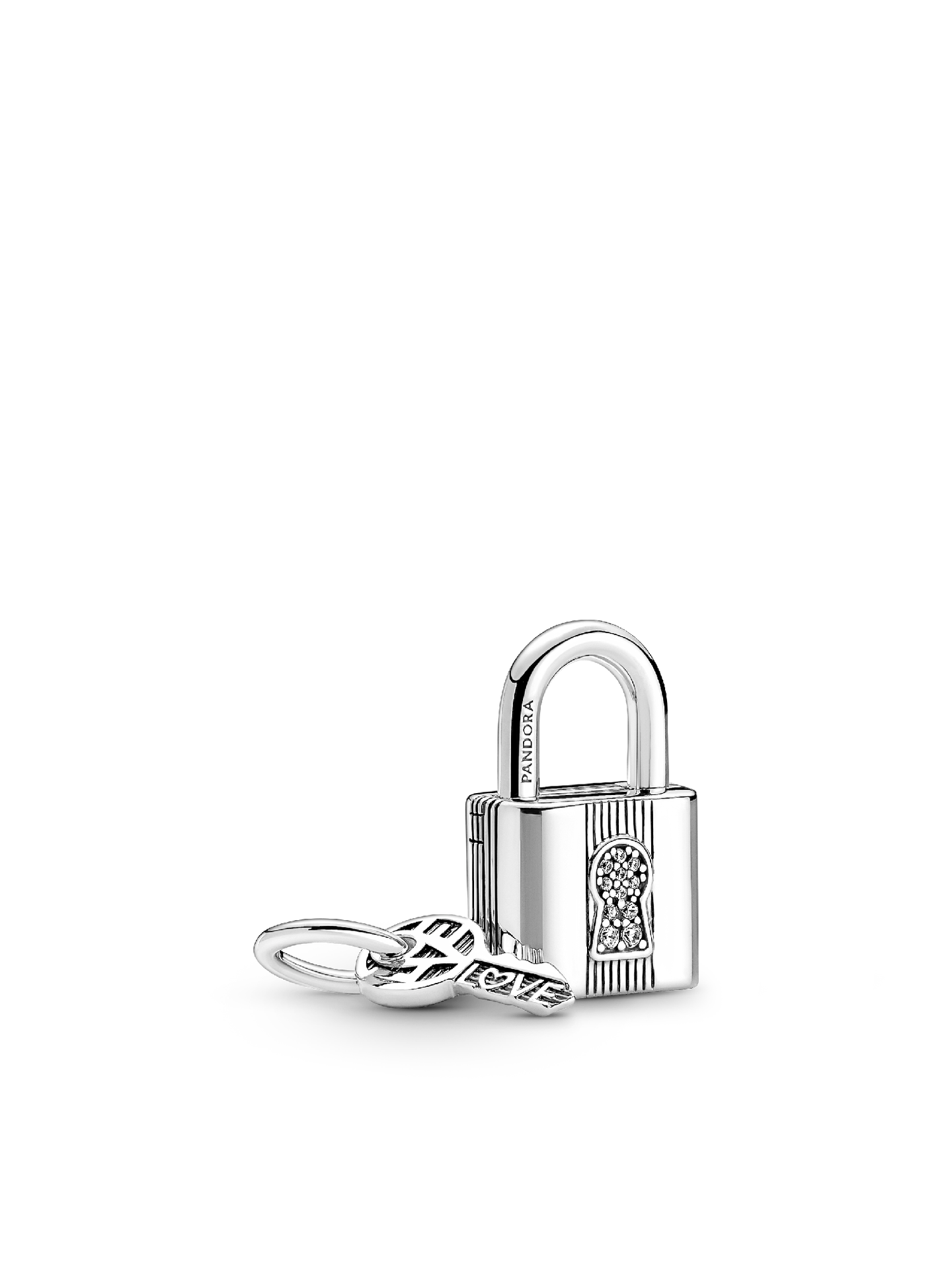 Женский шарм Pandora Padlock and Key Dangle Charm, цвет: Серебро — фото 1