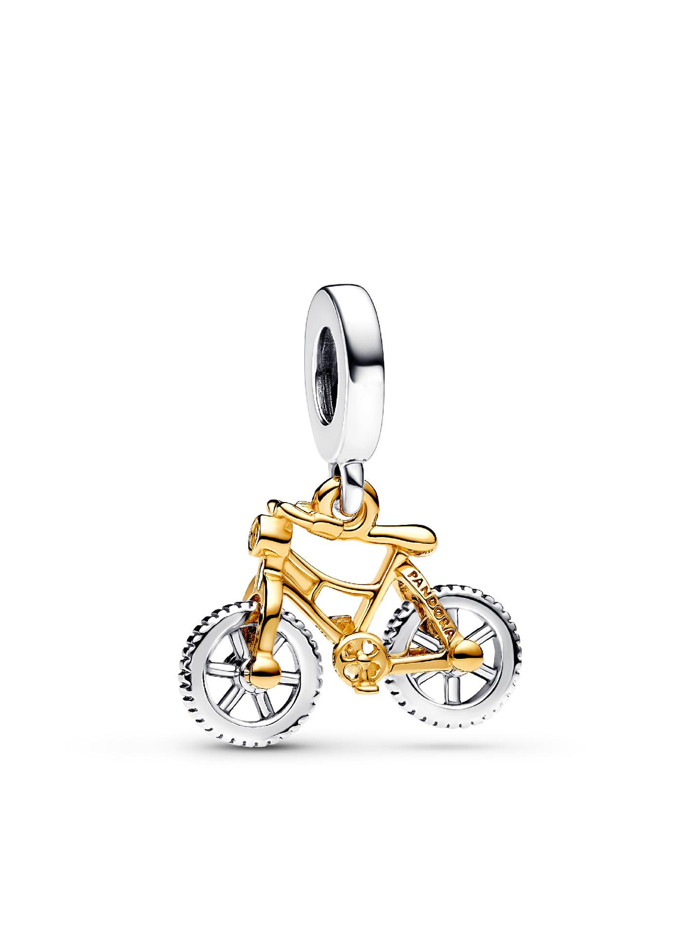 Женский шарм Pandora Two-tone Spinning Wheels Bicycle Dangle Charm, цвет: Двухцветный — фото 1