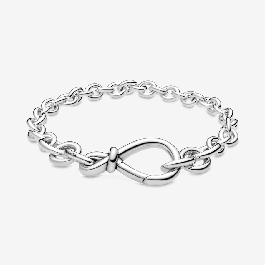 Teken een foto Meting heel Chunky Infinity Knot Chain Bracelet | Sterling silver | Pandora US