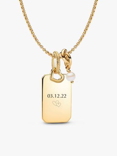 June Engravable Dangle Charm Necklace Set