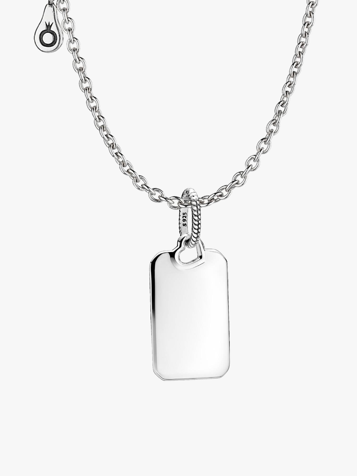 Engravable Rectangle Tag Pendant Necklace Set