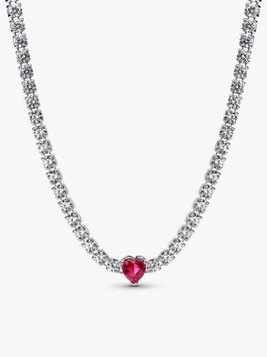 Red Sparkling Heart Tennis Jewelry Set