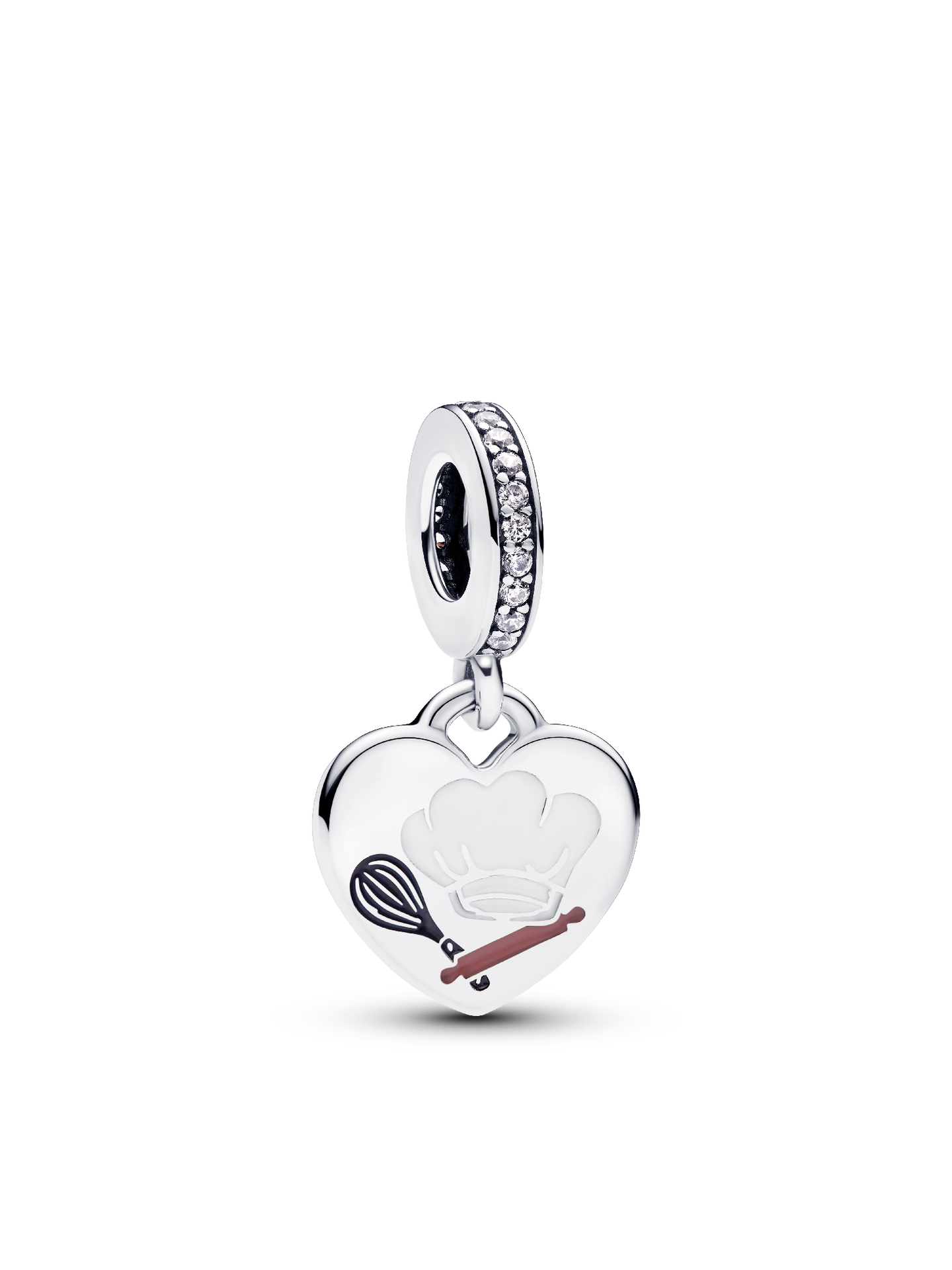 Женский шарм Pandora Engravable Baking Tools Heart Dangle Charm, цвет: Серебро