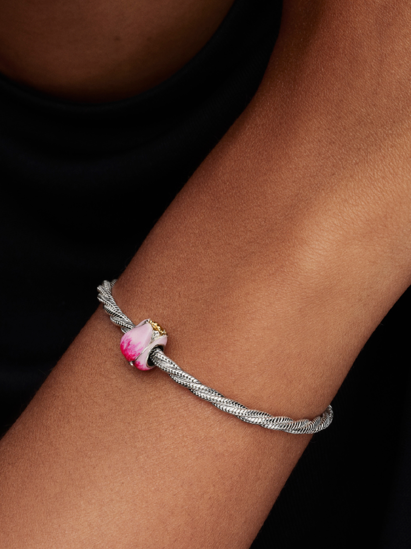 Женский шарм Pandora Pink Tulip Charm, цвет: Двухцветный — фото 3