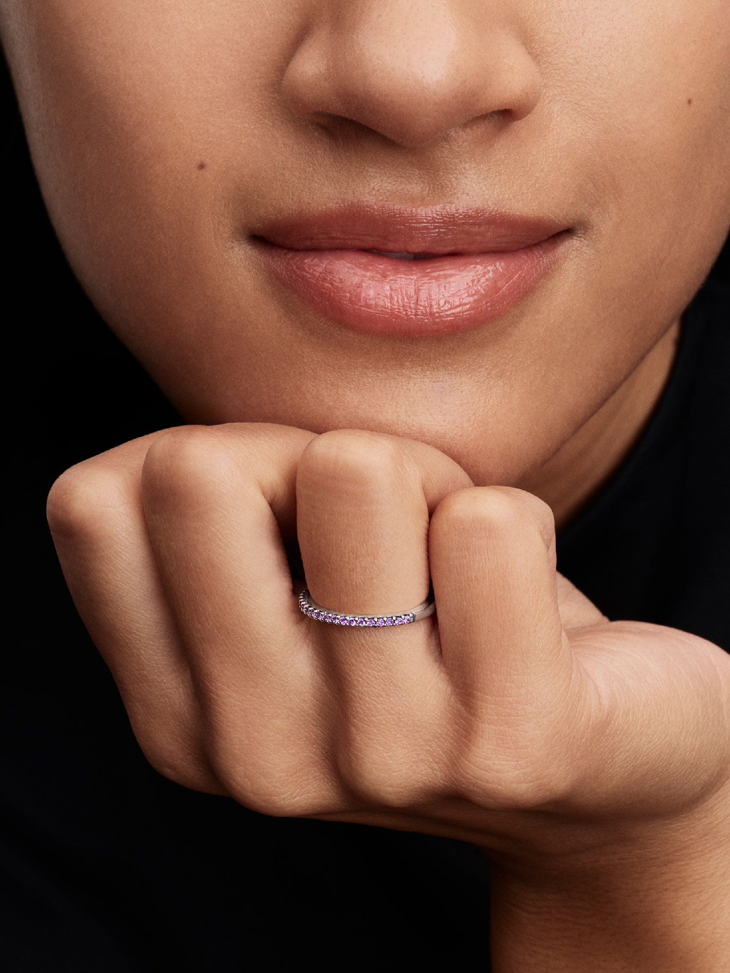 Sparkling Purple Half-Eternity Band Ring