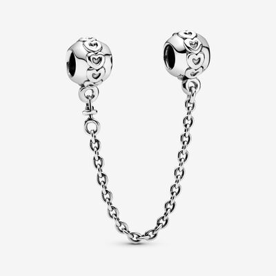 Band of Hearts Safety Chain Charm, Sterling silver - PANDORA - #791088