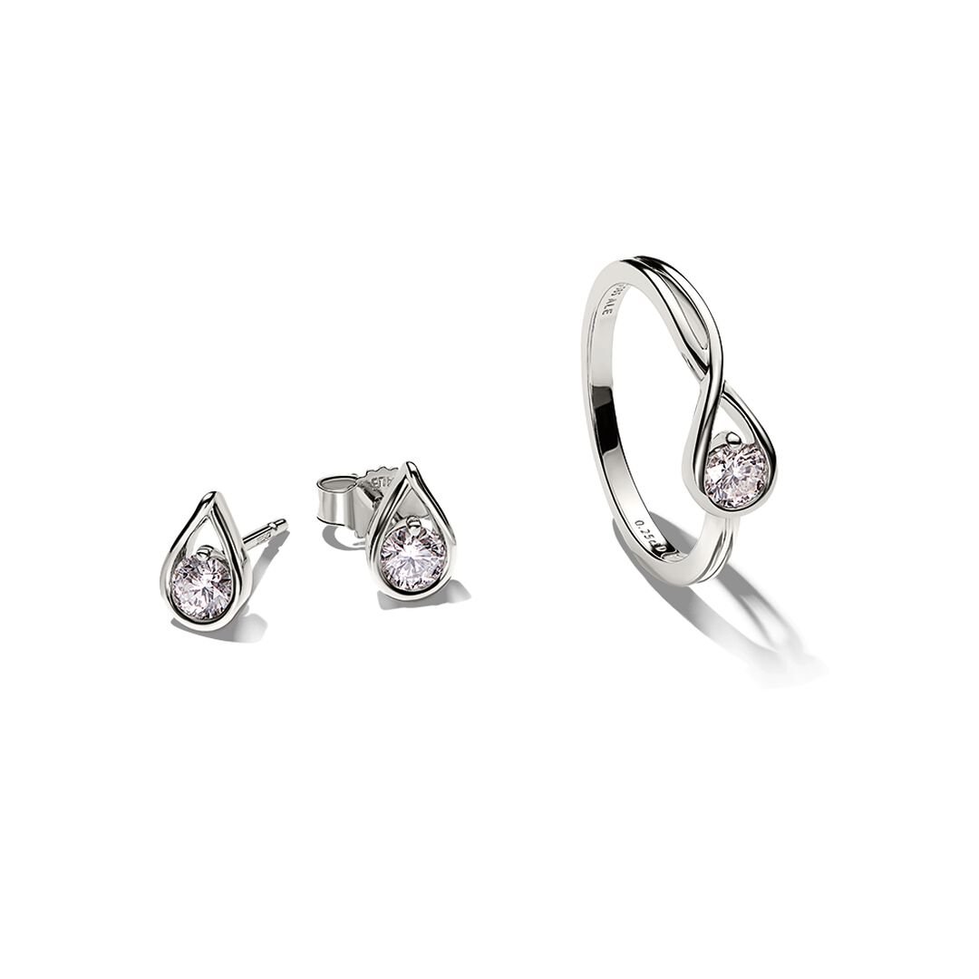 Pandora Infinite Lab-grown Diamond Ring and Earrings Set 0.75 ct tw White Gold
