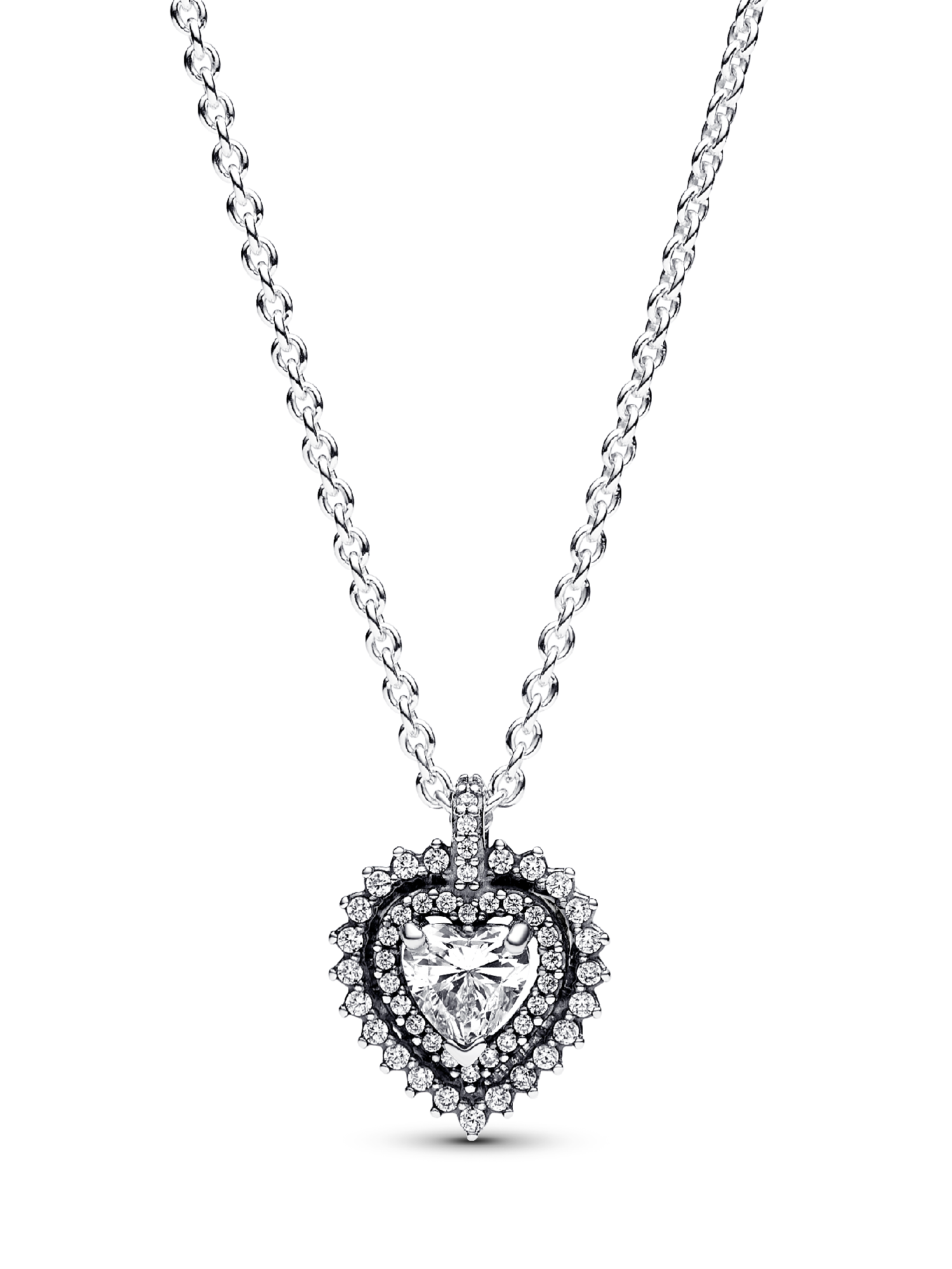 Sparkling Heart Halo Pendant Necklace