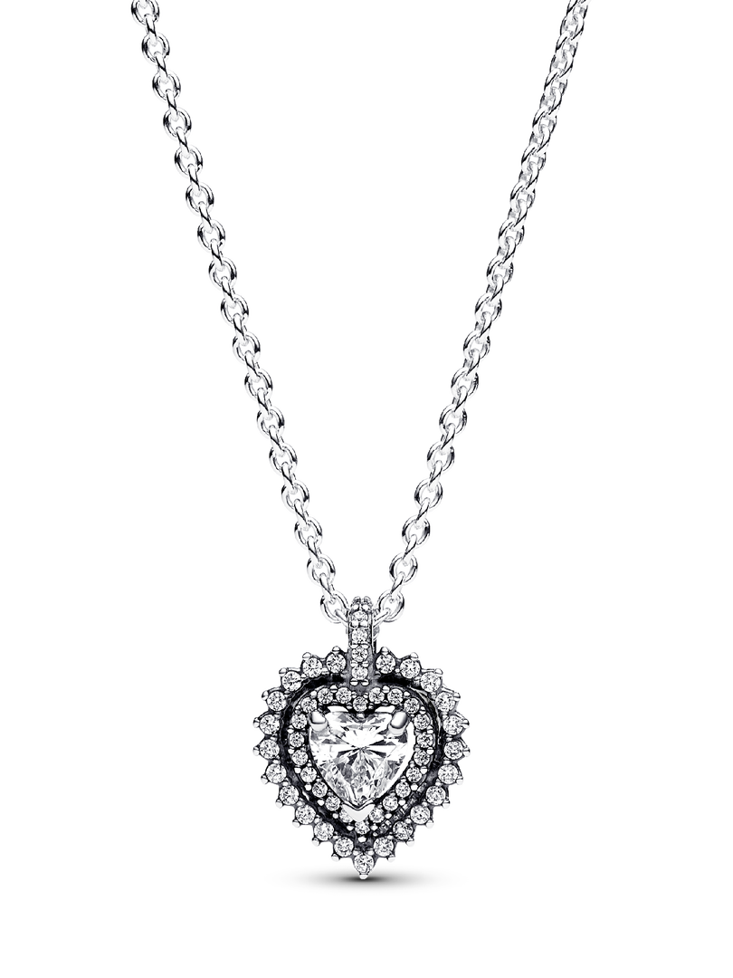 Sparkling Heart Halo Pendant Necklace