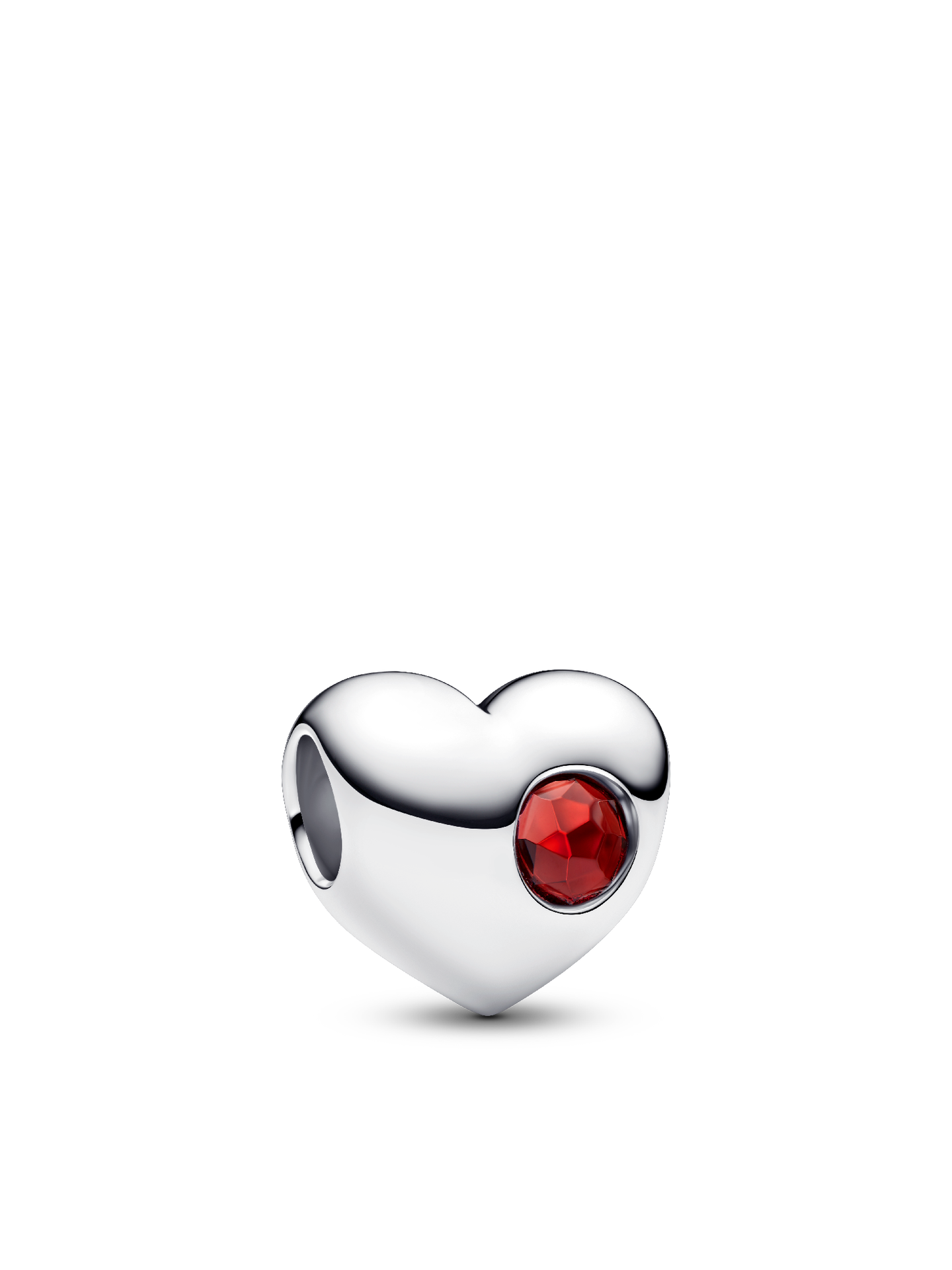 Женский шарм Pandora January Engravable Red Stone Heart Charm, цвет: Серебро — фото 1