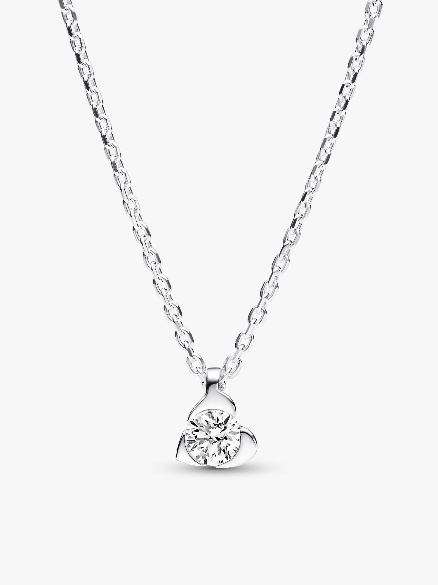 FINAL SALE - Pandora Talisman Sterling Silver Lab-grown Diamond Heart Pendant Necklace