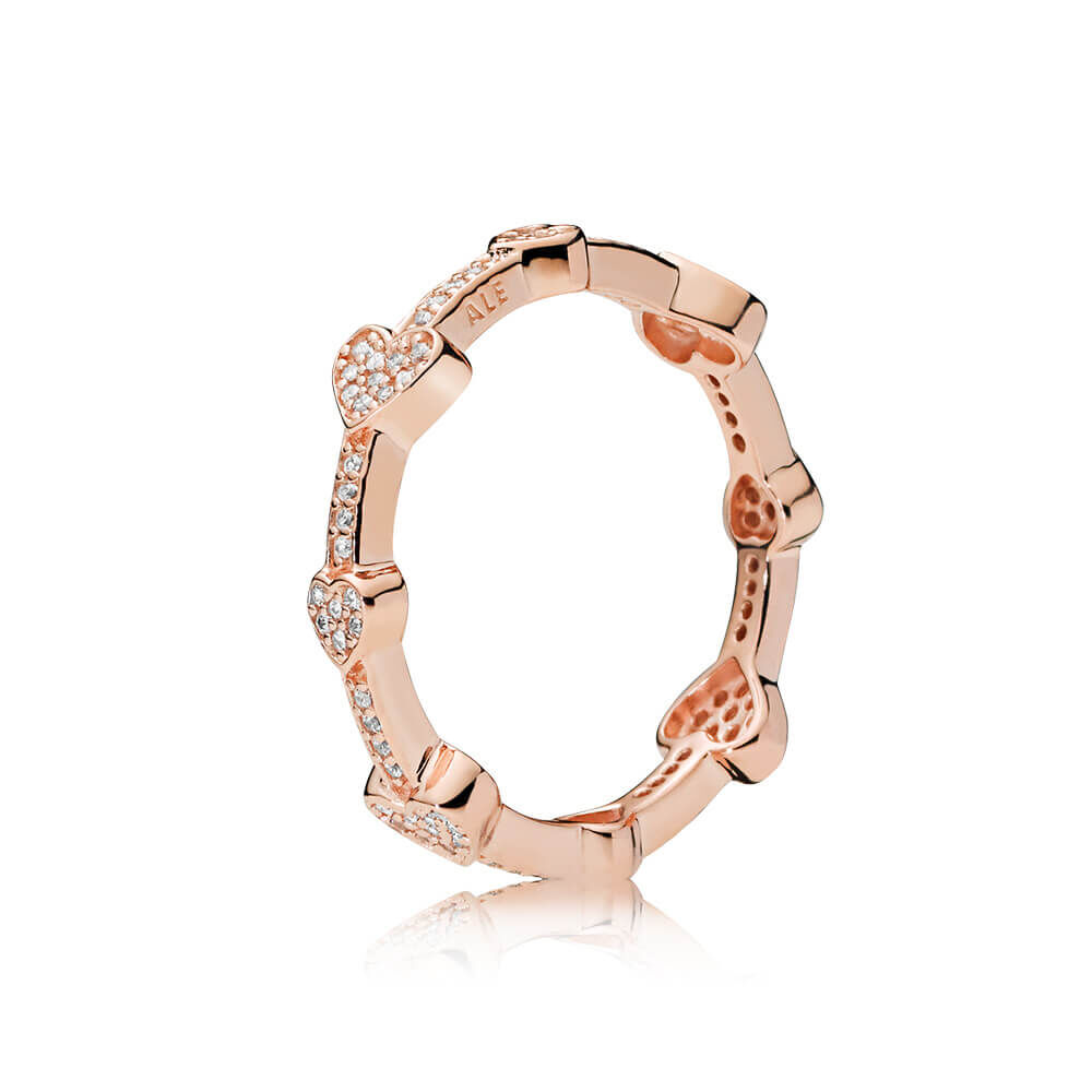 Alluring Hearts Ring, PANDORA Rose™ & Clear CZ | PANDORA Jewelry US