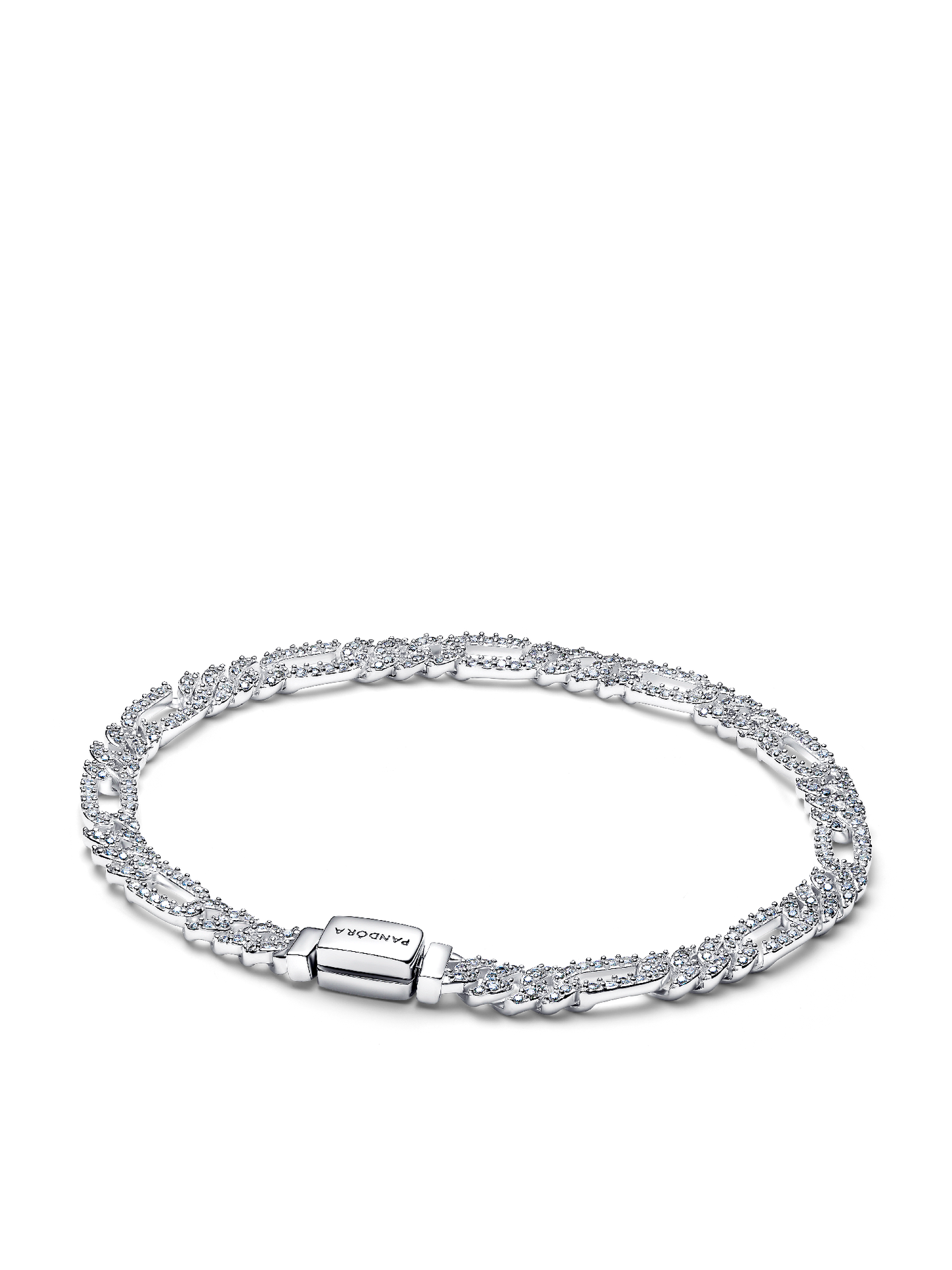 Женский браслет Pandora Oval Cuban Chain, цвет: Серебро — фото 1