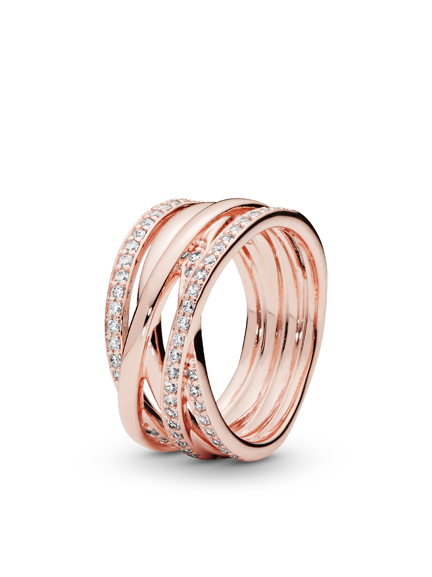 Женское кольцо Pandora Sparkling & Polished Lines, Rose gold plated, цвет: Покрытие розовым золотом — фото 1