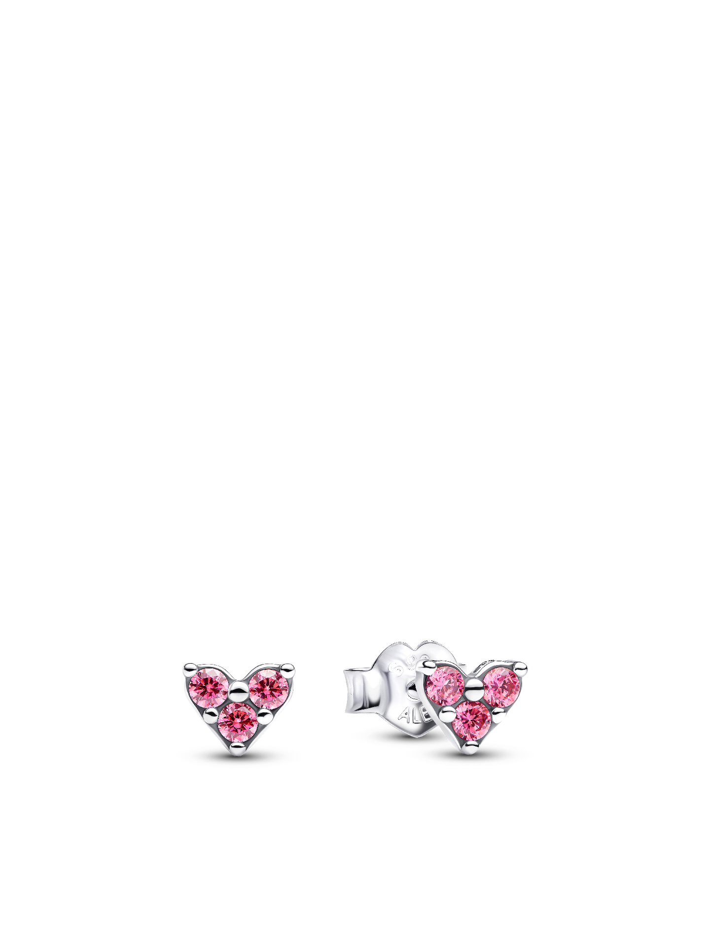 Женские серьги Pandora Triple Stone Pink Heart, цвет: Серебро