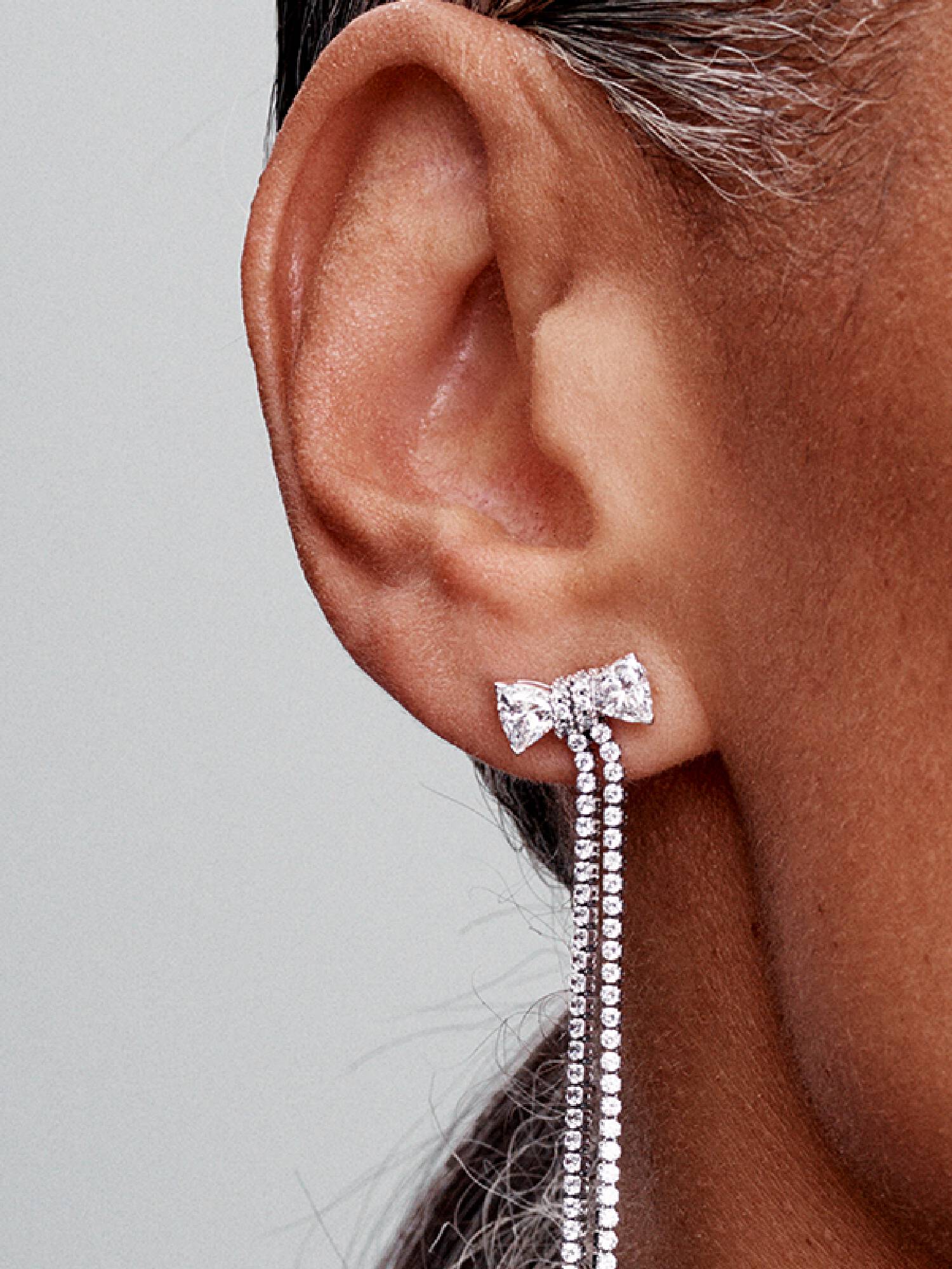 Pavé Bow Drop Earrings