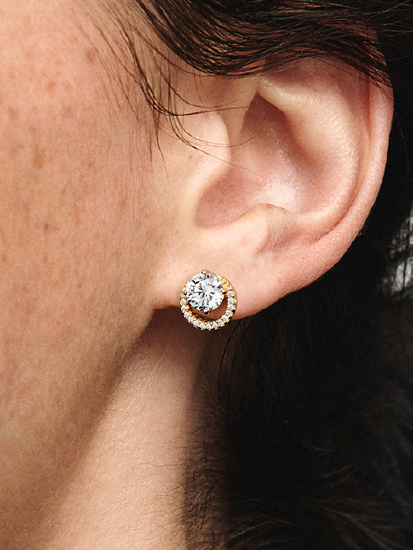 Женские серьги Pandora Sparkling Round Halo, Gold plated, цвет: Позолоченный — фото 3