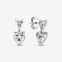 Double Heart Sparkling Stud Earrings | Sterling silver | Pandora US