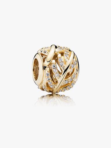 FINAL SALE - Light As A Feather Charm, Clear CZ & 14K Gold