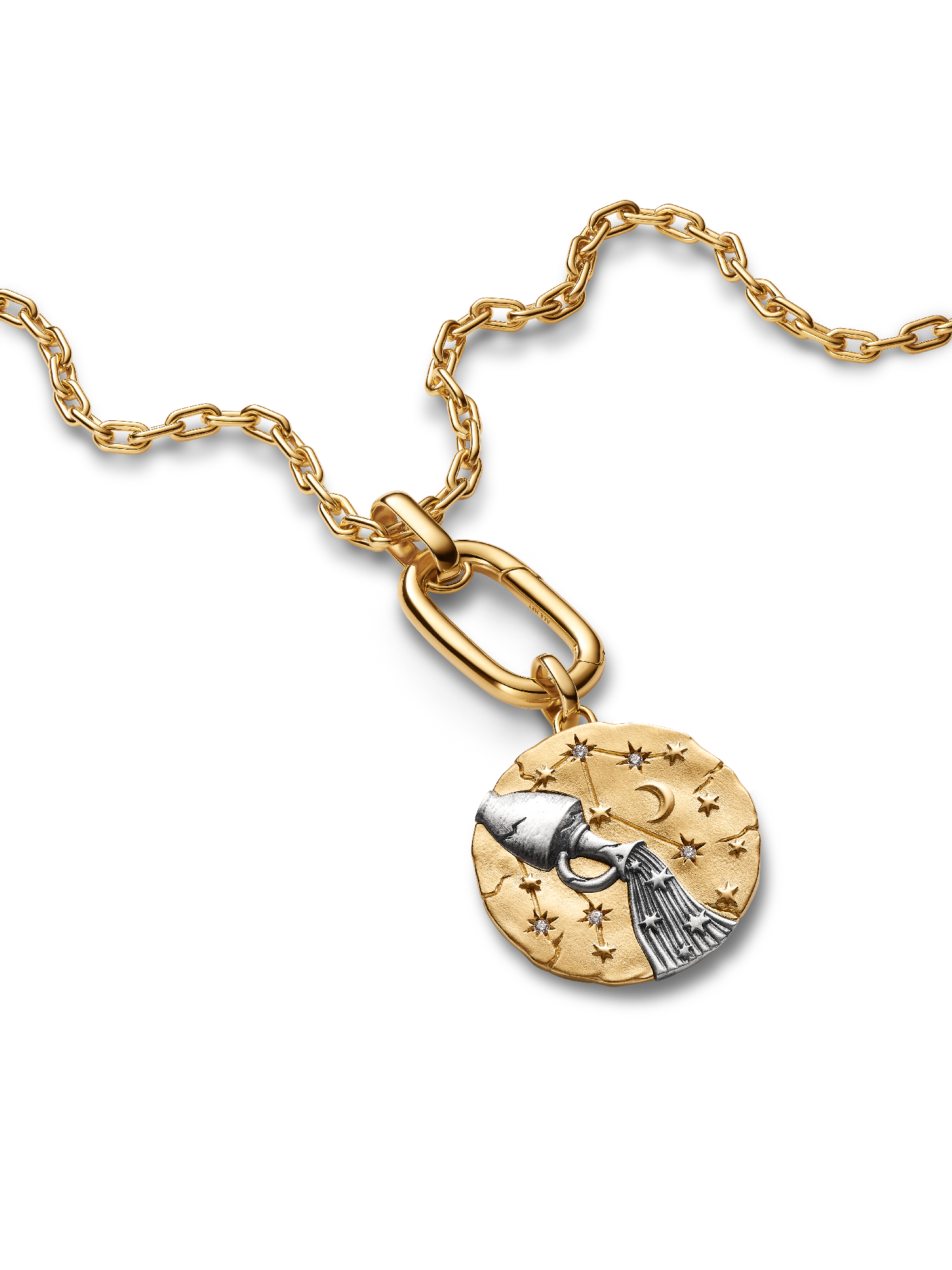 Aquarius Zodiac Oversized Medallion Charm
