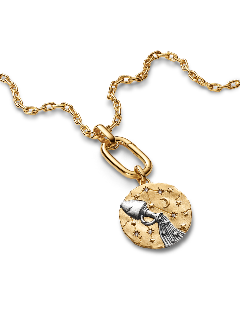 Aquarius Zodiac Oversized Medallion Charm