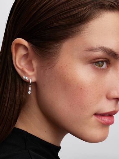 Pandora Talisman Sterling Silver Lab-Grown Diamond Heart & Star Stud Earrings