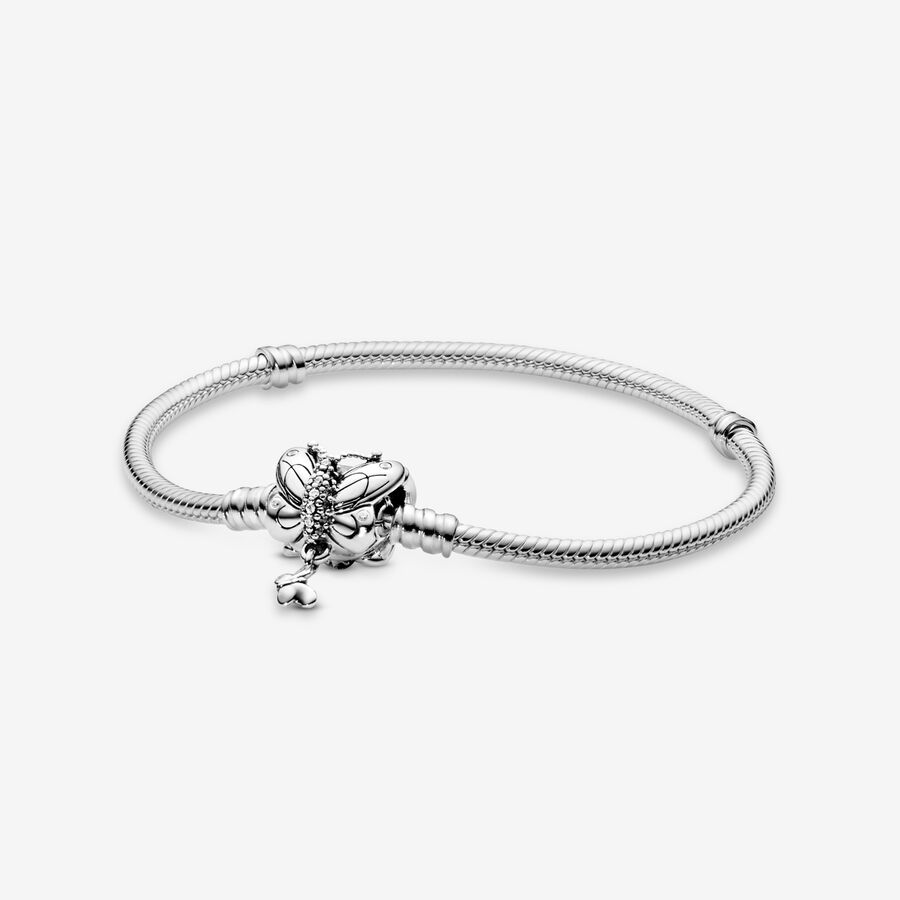 FINAL SALE - Pandora Moments Butterfly Clasp Snake Chain Bracelet image number 0