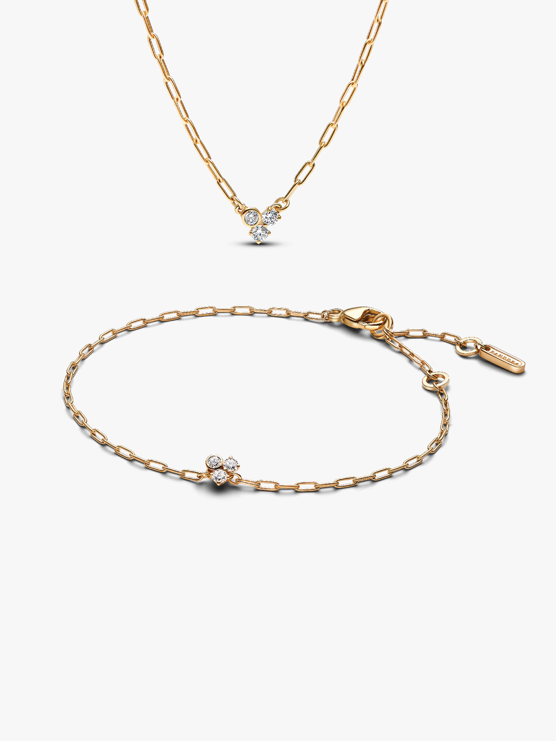 Lab-Grown Diamond Cluster Paperclip Necklace & Bracelet Set